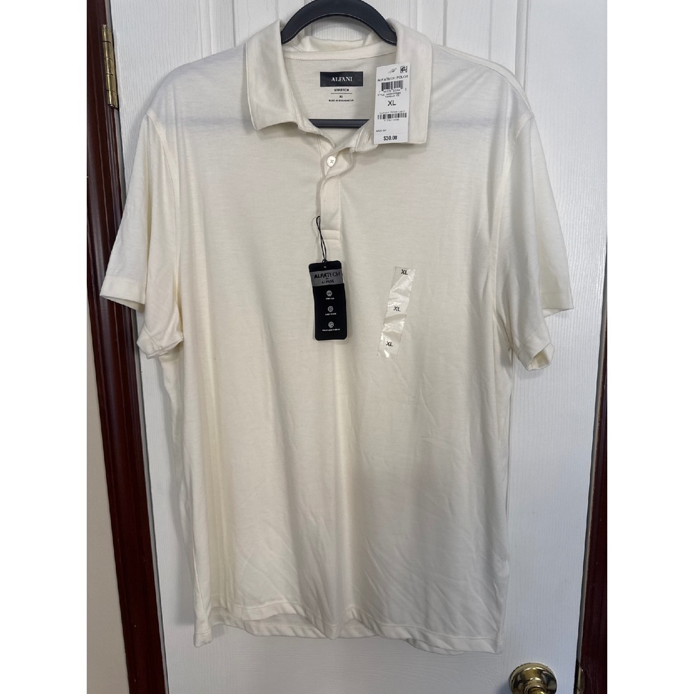 Alfani Stretch Polo Shirt Vanilla‎ Ice Short Sleeve Casual XL